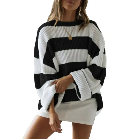 Women's sweater women's striped colorblock